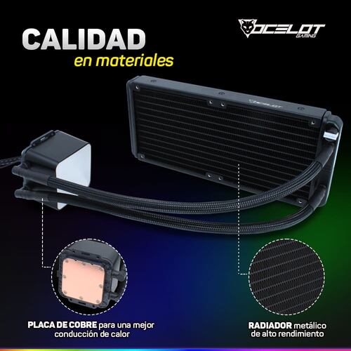 Enfriamiento Líquido Ocelot Gaming OEL240, ARGB, 240 mm, para Intel y AMD.