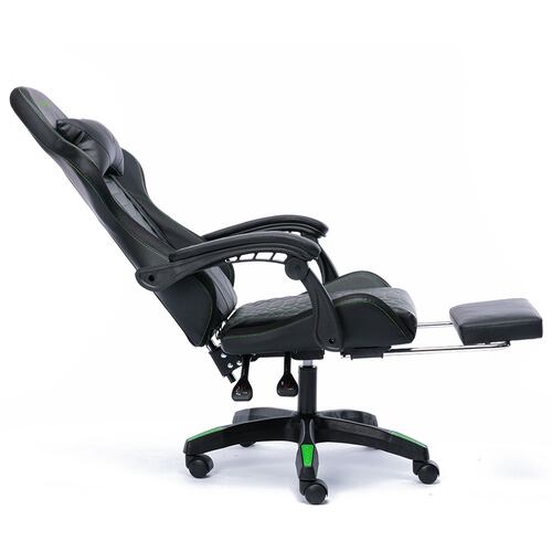 Silla Gamer Ergonómica Para Oficina y Casa - Color negro Costuras verde