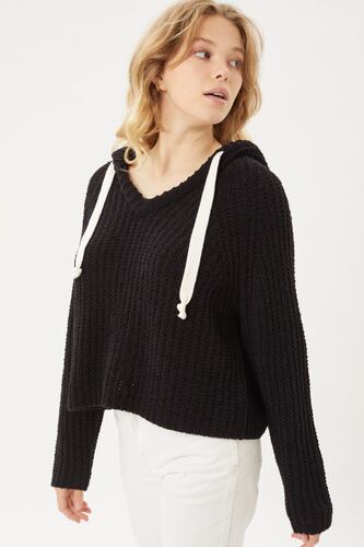 Jersey Sueter Sudadera Hoodie Con Capucha Jaretas Love Tree Talla Chica color Negro