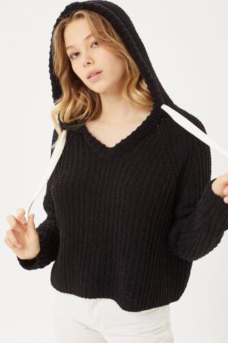 Jersey Sueter Sudadera Hoodie Con Capucha Jaretas Love Tree Talla Chica color Negro