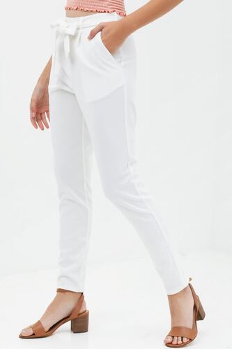 Love Tree Talla Grande/L Pantalon Cintura Ajustable Bolsillos Laterales color Blanco