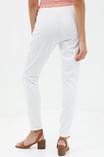 Love Tree Talla Grande/L Pantalon Cintura Ajustable Bolsillos Laterales color Blanco