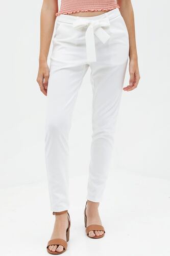 Love Tree Talla Grande/L Pantalon Cintura Ajustable Bolsillos Laterales color Blanco