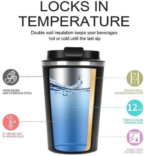 Taza Botella Termo Para Cafe 510ml Negro