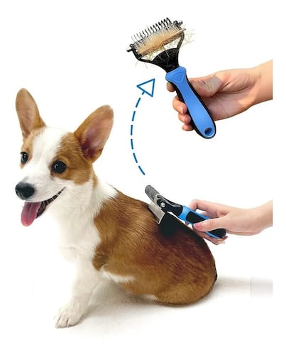 Cepillo Deslanador Pelo Cepillo Para Mascotas Azul