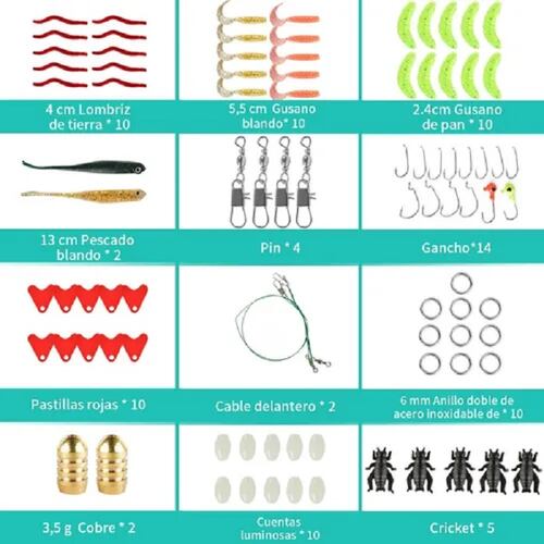 Señuelos Para Pesca De Río Kit De 108 Cebos Pesca Piezas