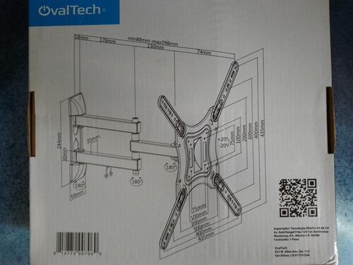 Soporte de Pared Movil para TV 23" a 55" resistencia 30kg OVALTECH OVTV-M2355 pantalla SMART TV MAC