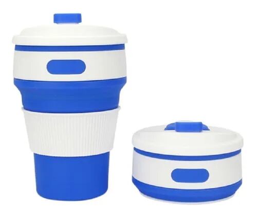 Termo Silicon Vaso Plegable Ecológico Portatil Azul Rey