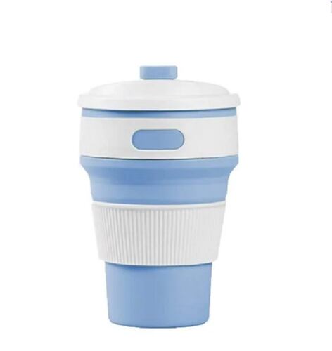 Termo Silicon Vaso Plegable Ecológico Portatil Azul Cielo
