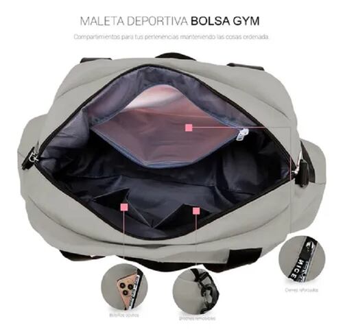 Maleta De Viaje Bolsa Mochila Fitness Gris