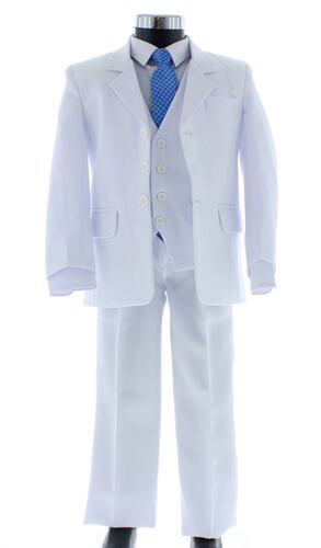 Traje de Niño Tres Piezas Color Blanco 2 a 18 Años.