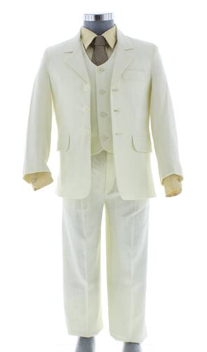 Traje de Niño Tres Piezas Lino Color Hueso 2890 2 a 18 Años.