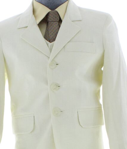 Traje de Niño Tres Piezas Lino Color Hueso 2890 2 a 18 Años.