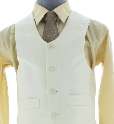 Traje de Niño Tres Piezas Lino Color Hueso 2890 2 a 18 Años.