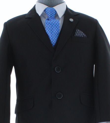 Traje de Niño Tres Piezas Color Negro 2387 2  a 18 Años.