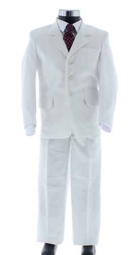 Traje de Niño Tres Piezas Lino Color blanco 2891 2 a 18 Años.