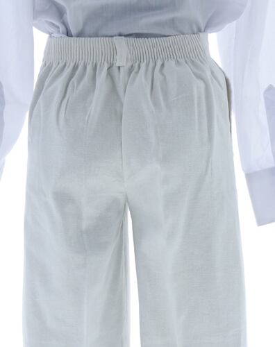 Traje de Niño Tres Piezas Lino Color blanco 2891 2 a 18 Años.
