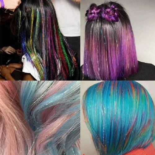 Kit De Extension De Cabello Con Brillos 120cm 12 Colores