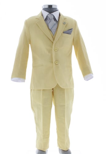 Traje de Vestir Lino Niño Tres Piezas Color Amarillo 2914 1 a 12 Años