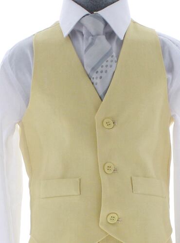 Traje de Vestir Lino Niño Tres Piezas Color Amarillo 2914 1 a 12 Años