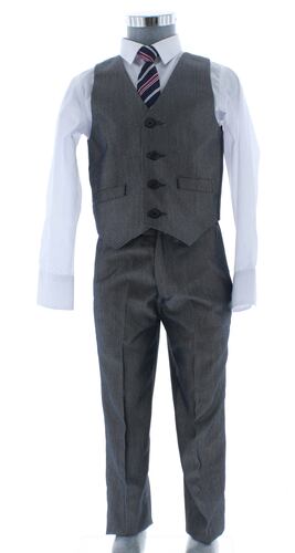 Traje de Vestir Niño Tres Piezas Color Gris 2915 4 a 18 Años.