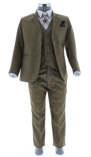 Traje de Vestir Niño Tres Piezas Color Cafe 2919 1 a 16 Años.