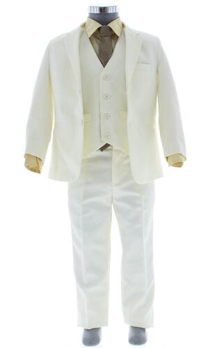 Traje de Vestir Niño Tres Piezas Color Marfil 2924 4 a 14 Años.