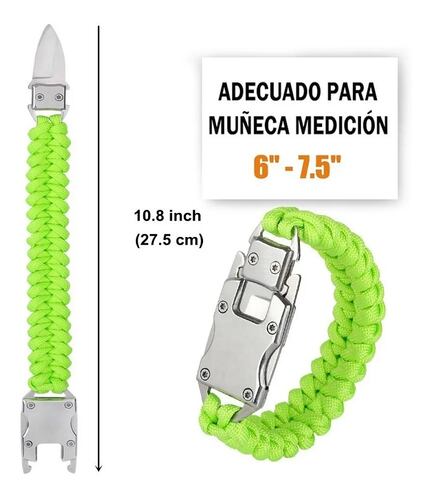 Pulsera Táctica Con Navaja Y Cuchillo Inoxidable Camping Verde