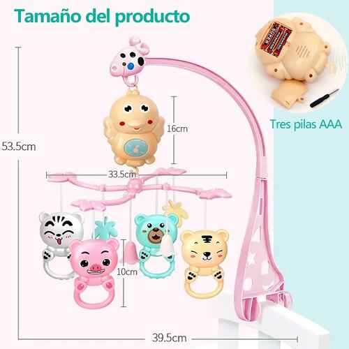 Sonaja Móvil Bebé Cuna Unisex Giratoria Rosa