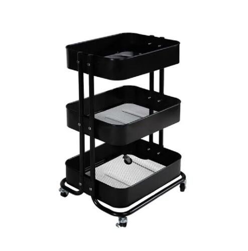 Carrito Organizador Carro Auxiliar Con Ruedas Estanteria Negro