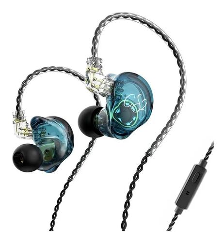 Audífonos In-ear Trn Cs2 Azul Transparente,con Micrófono