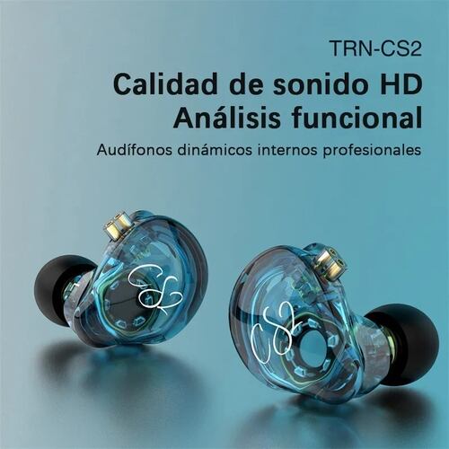 Audífonos In-ear Trn Cs2 Azul Transparente,con Micrófono