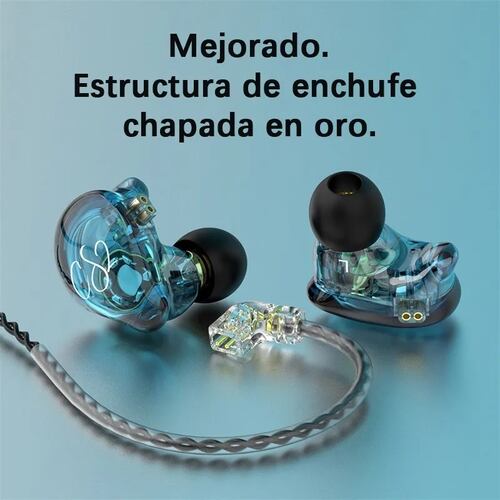 Audífonos In-ear Trn Cs2 Azul Transparente,con Micrófono