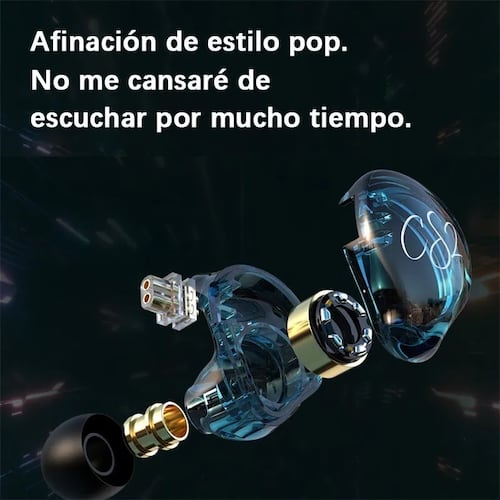 Audífonos In-ear Trn Cs2 Azul Transparente,con Micrófono