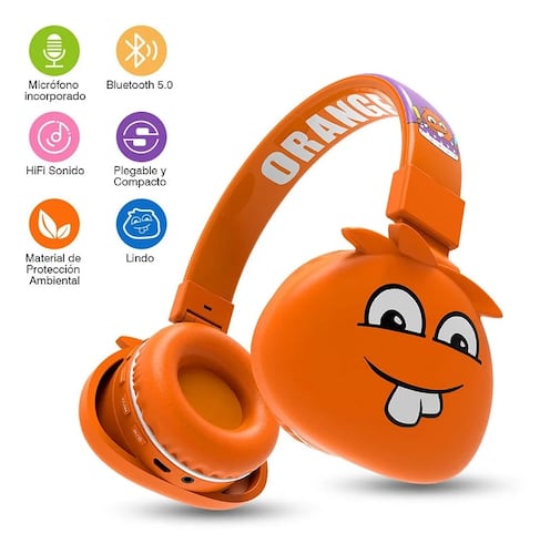 Audífonos De Diadema Bluetooth Infantil Naranja