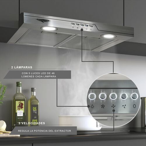 Campana Extractora Purificadora Acero Inoxidable 50 cm Pared Cocina Gutstark