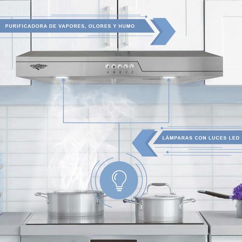 Campana Extractora Purificadora Acero Inoxidable 70 cm Pared Cocina Gutstark