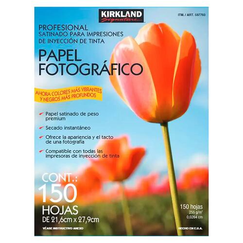 Papel Fotográfico Satinado 150 Pz Premium 255g Kirkland