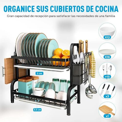 Escurridor Trastes Grande Acero-carbono Organizador Cocina