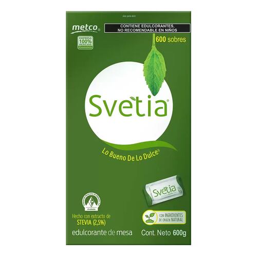Svetia 600 Sobres De 1g Endulcorante Stevia Sustituto Azúcar