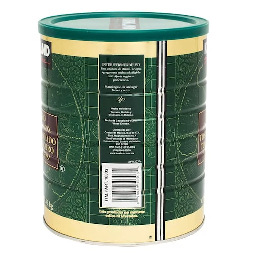 Café Molido Descafeinado Colombiano Tostado Oscuro 1.36 Kg