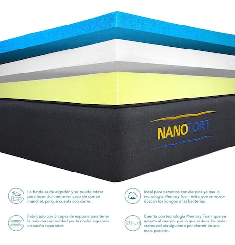 Colchon Memory Foam 3 Capas Ortopedico Matrimonial Nanofort