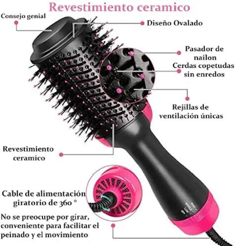 Cepillo Alisador, rizador Y Secador De Cabello Profesional