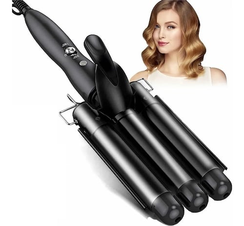 Rizadora De Cabello,varita De Rizador De 3 Barriles Negro 