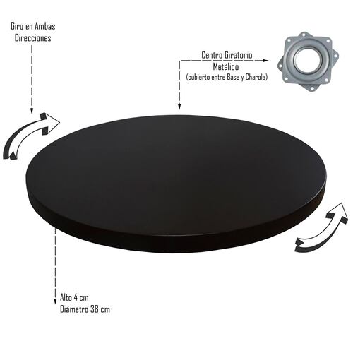 Charola Giratoria 38 cm Hogare Chocolate