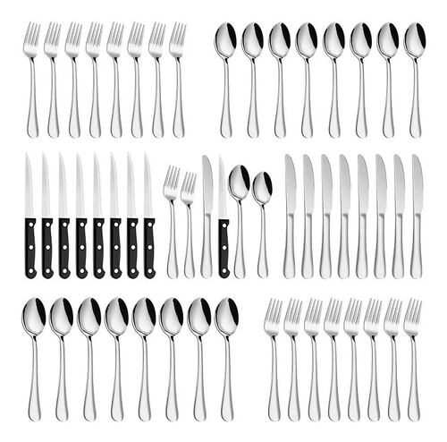 Set 48 Cubiertos Vajilla Cuchillo Cuchara Tenedor Color Plata
