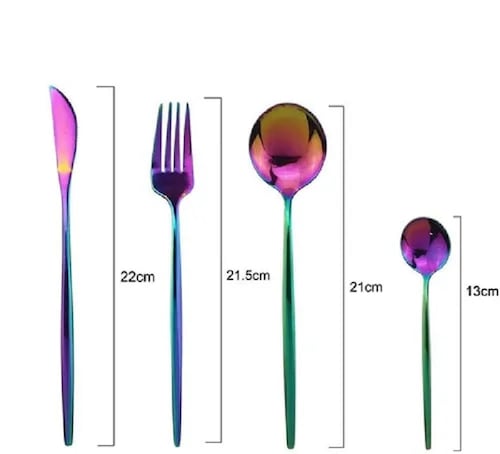Set 24 Piezas Cubiertos Cuchillo Cuchara Tenedor Acero Inoxidable Color Violeta