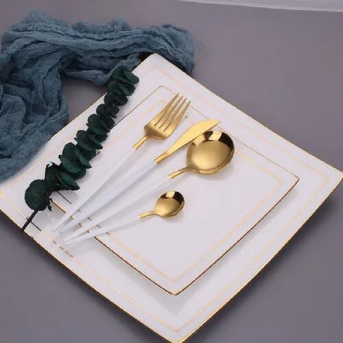Set 24 Piezas Cubiertos Cuchillo Cuchara Tenedor Acero Inoxidable Color Blanco