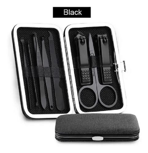 Set De Manicura Y Pedicura De Acero Inoxidable Negro