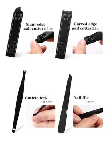 Set De Manicura Y Pedicura De Acero Inoxidable Negro
